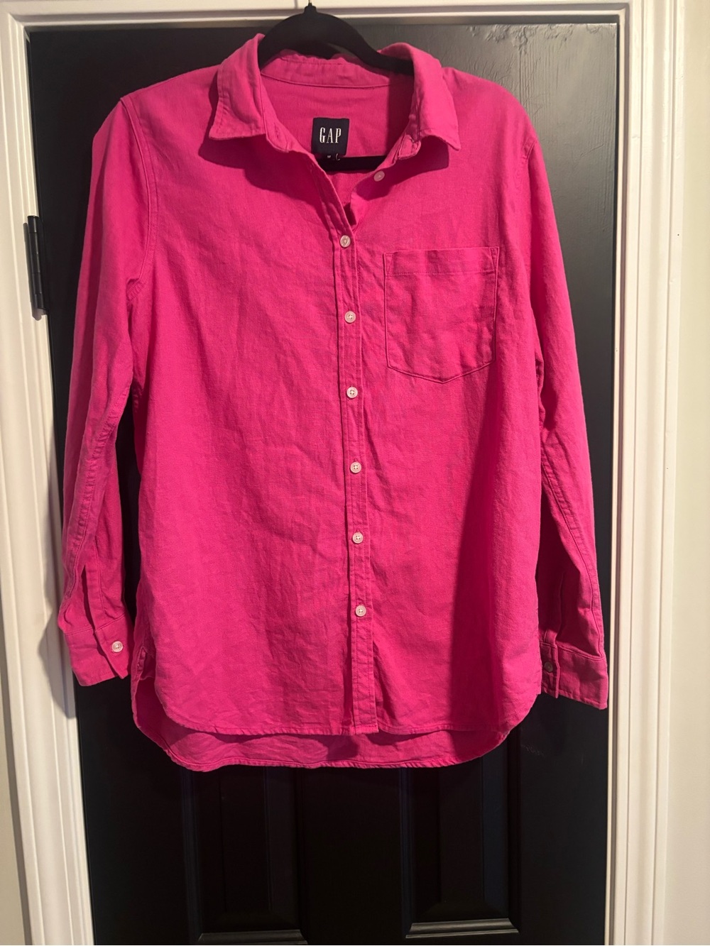 GAP Bright Pink Long-Sleeve Button-Down Shirt